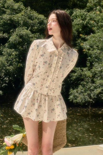 Floral Shirt and Skirt Set-Up