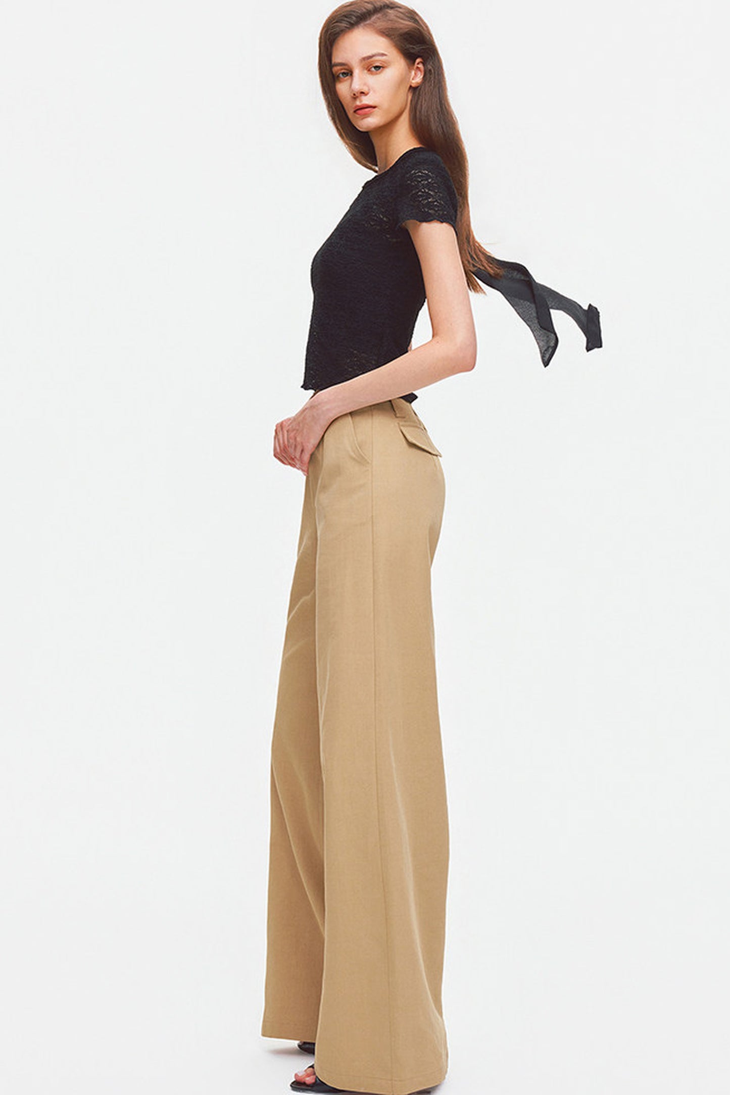 Tencel Linen Cotton Wide-Leg Trousers