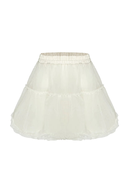 Lace Rhinestone Long Sleeve Cardigan and White Cake Skirt Set-Up
