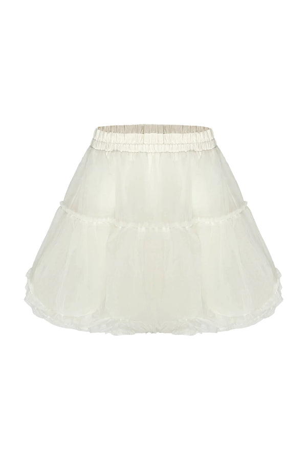 Lace Rhinestone Long Sleeve Cardigan and White Cake Skirt Set-Up