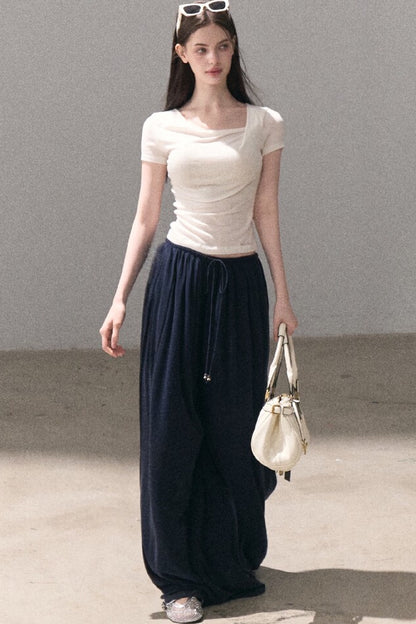Lyocell Wool Twist-Neck Top