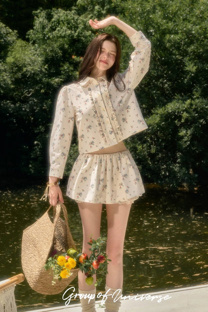 Floral Shirt and Skirt Set-Up