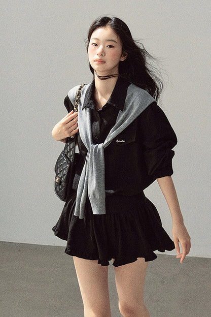 Night Whisper Shirt, Skirt Two-Piece and Jacket Set-Up
