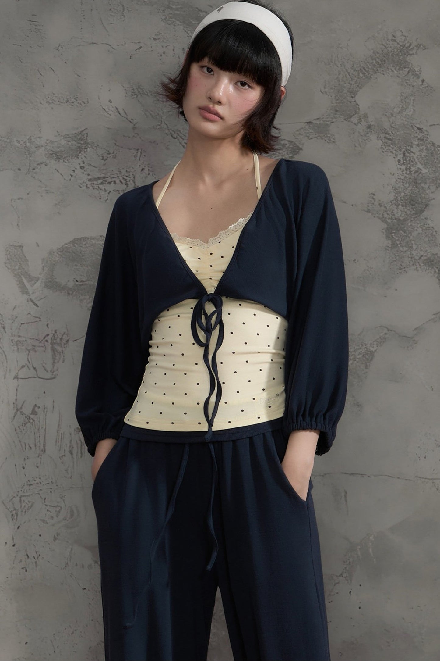 Polka Dot Camisole and Short Cardigan Set-Up