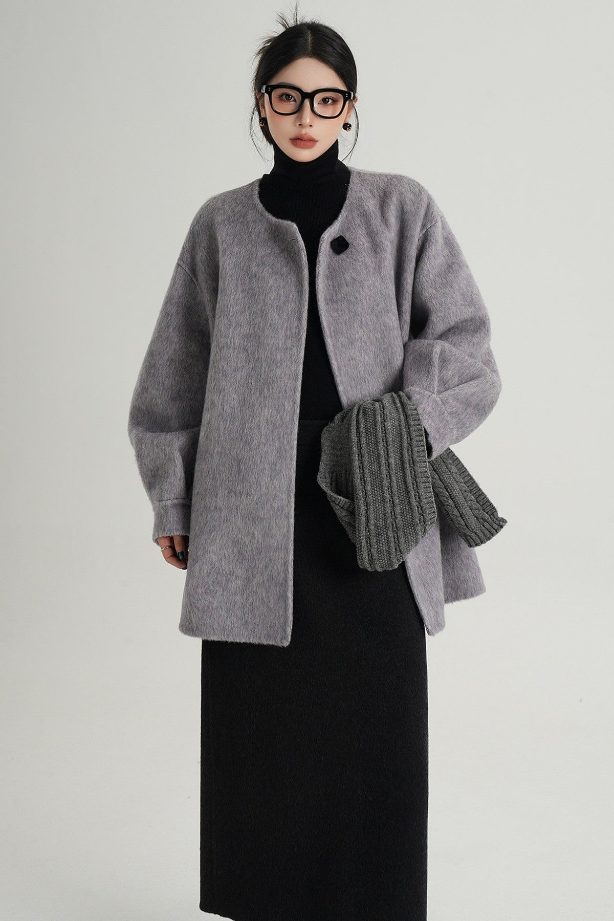 Scarf Collar Double-Sided Wool Coat