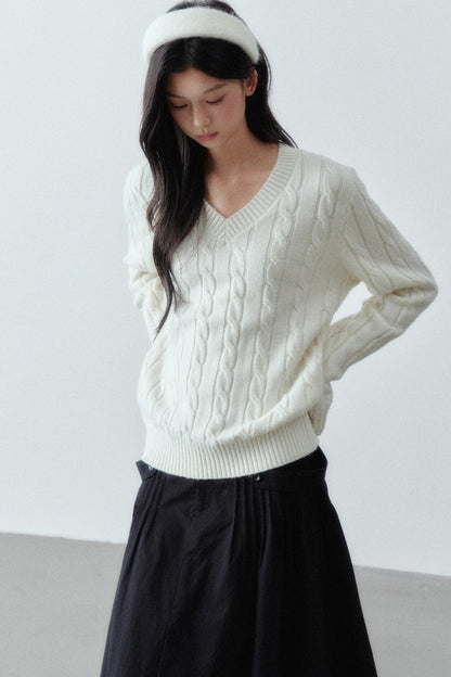 Wool Cable Knit Sweater