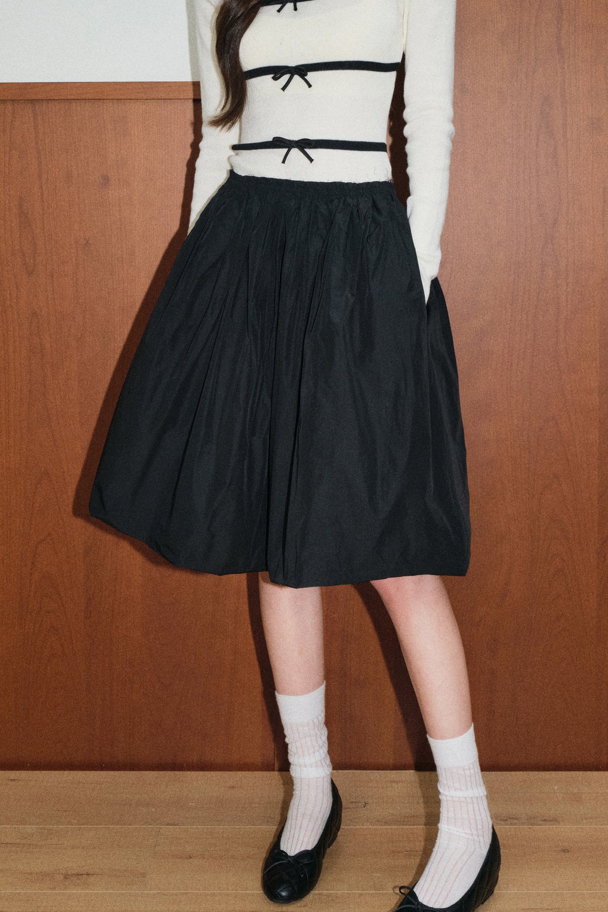 Double-Layer A-Line Pleated Umbrella Skirt Set-Up