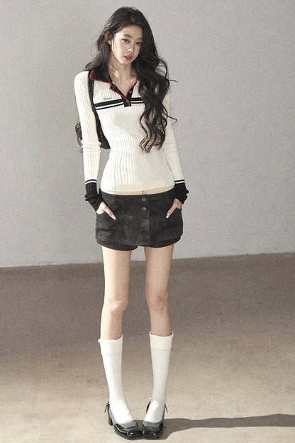 Long Sleeve Knit Polo Shirt