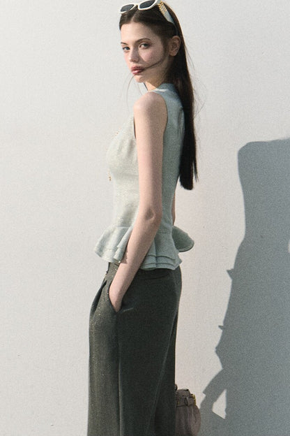 Gilded Linen Draped Pants