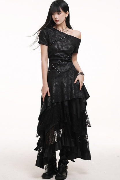 Irregular Off-Shoulder Black Dress