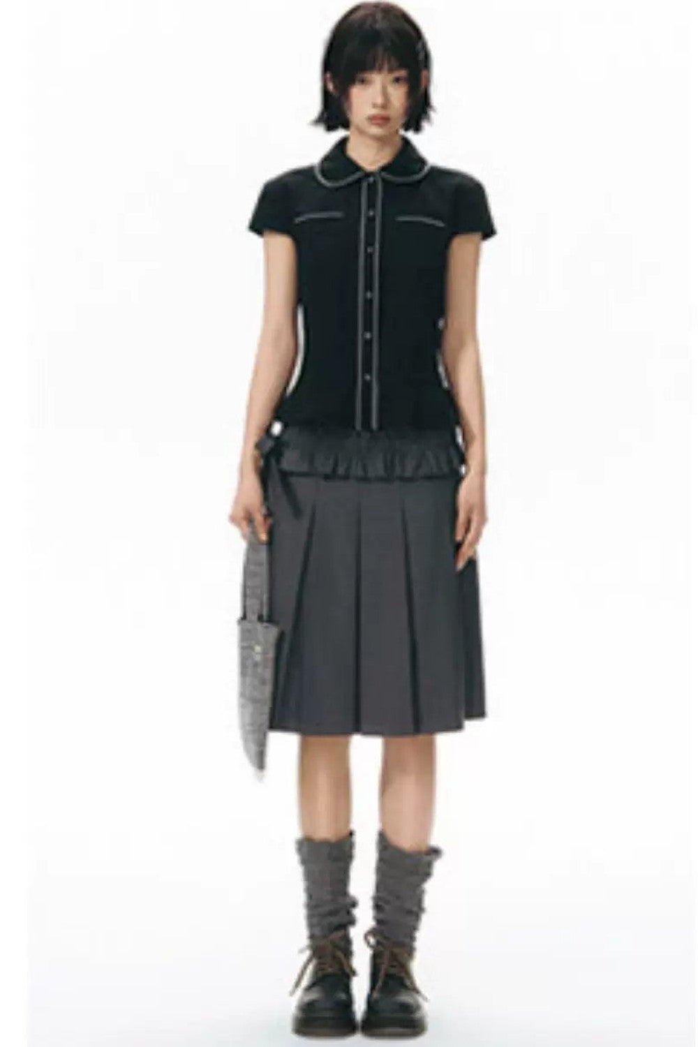 Conjunto de falda plisada desmontable de largo medio