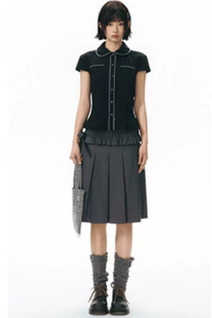 Conjunto de falda plisada desmontable de largo medio