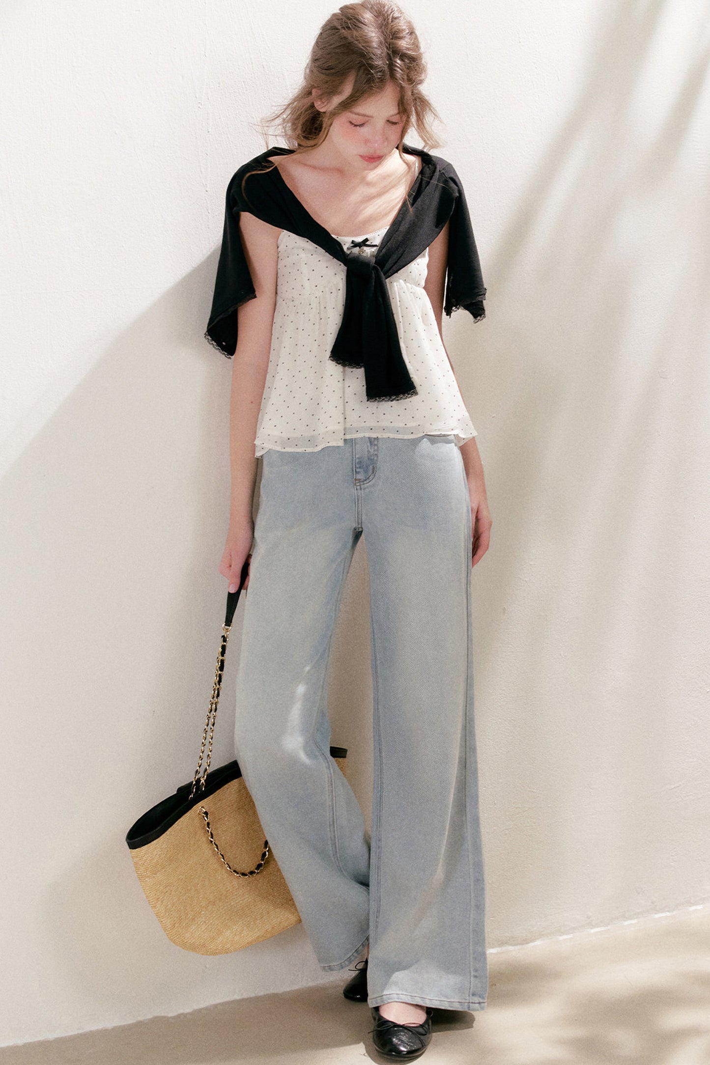 High-Waisted Lyocell Cotton Wide-Leg Jeans