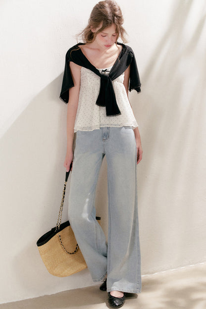 High-Waisted Lyocell Cotton Wide-Leg Jeans
