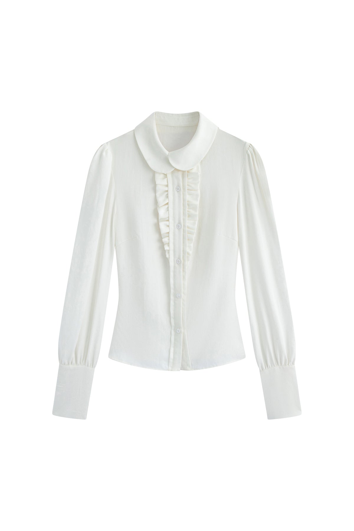 Sky Blue Suede Doll Collar Dress and White Shirt Set-Up