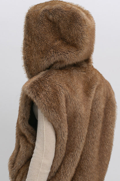 Hooded Faux Fox Fur Vest