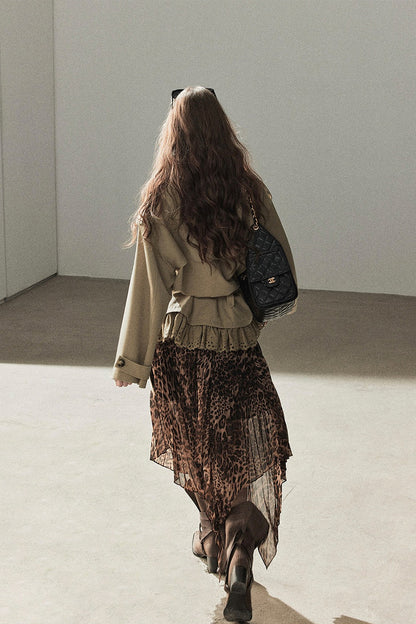Faux Suede Trench Coat