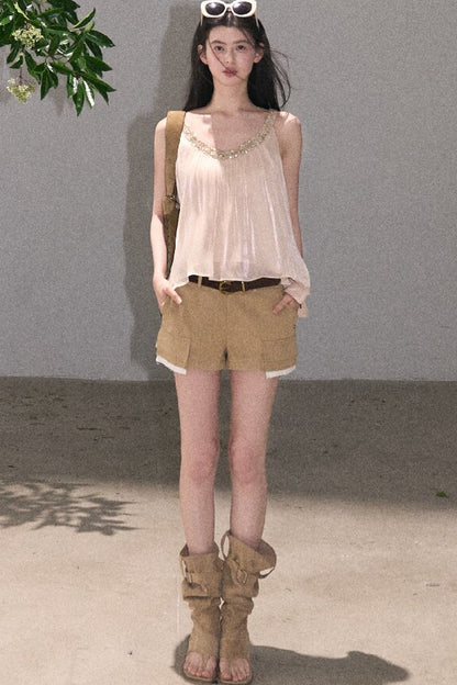 Gold Sequin Lace Top