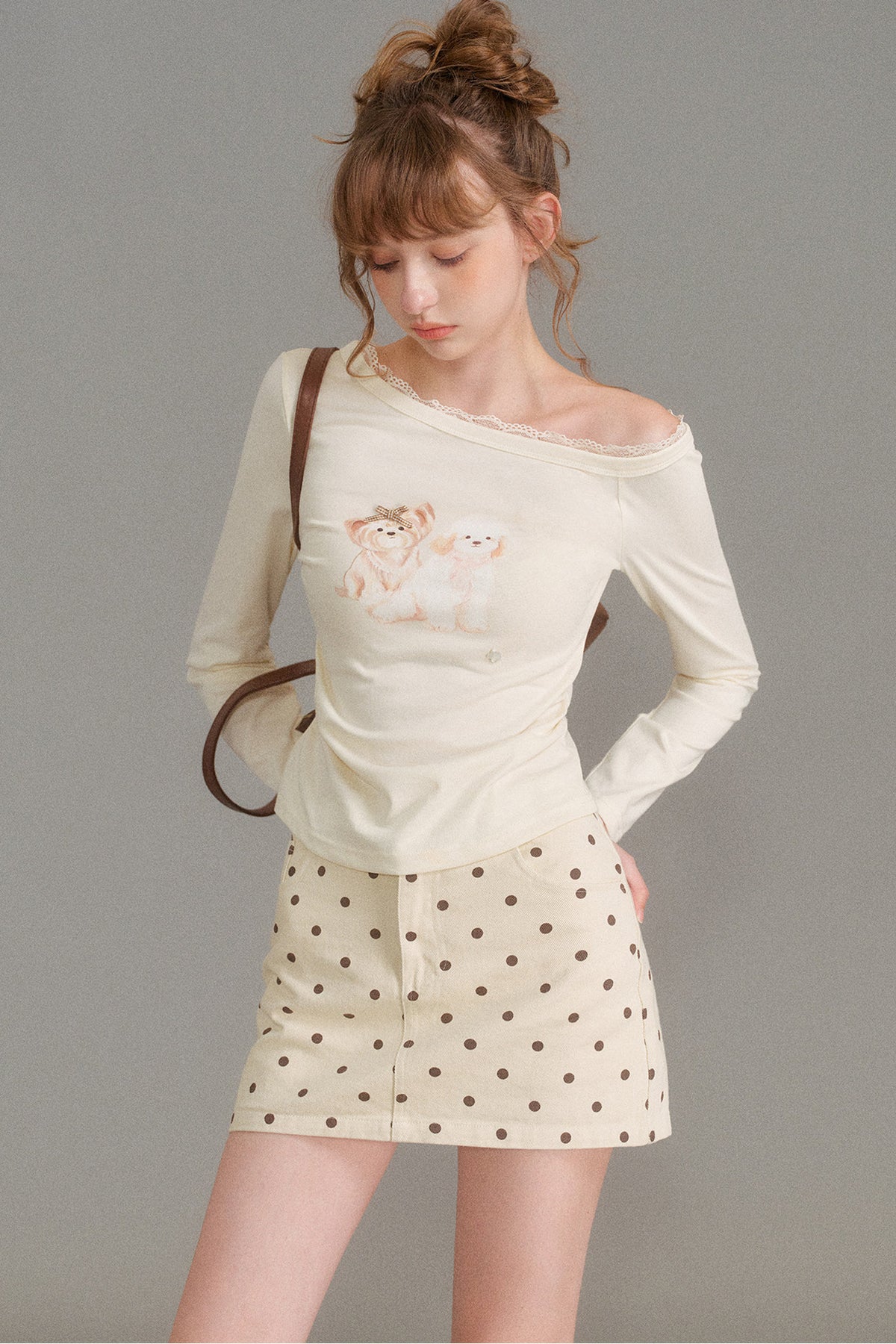 Polka Dot Denim Skirt