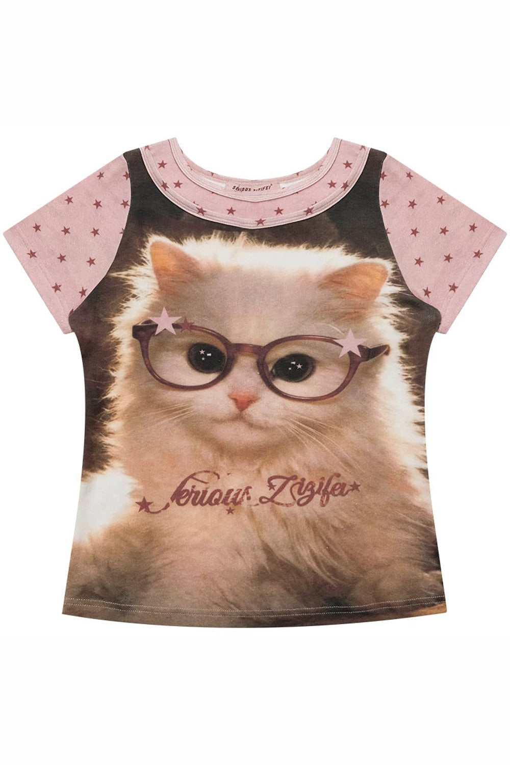 Pink Vintage Washed Cat T-Shirt
