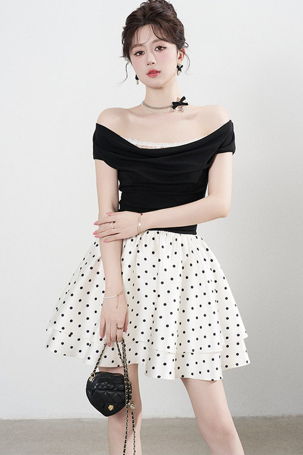 French Polka Dot A-Line Dress