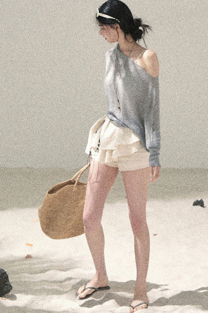 Conjunto de Top Hazy Mist Sin Hombros
