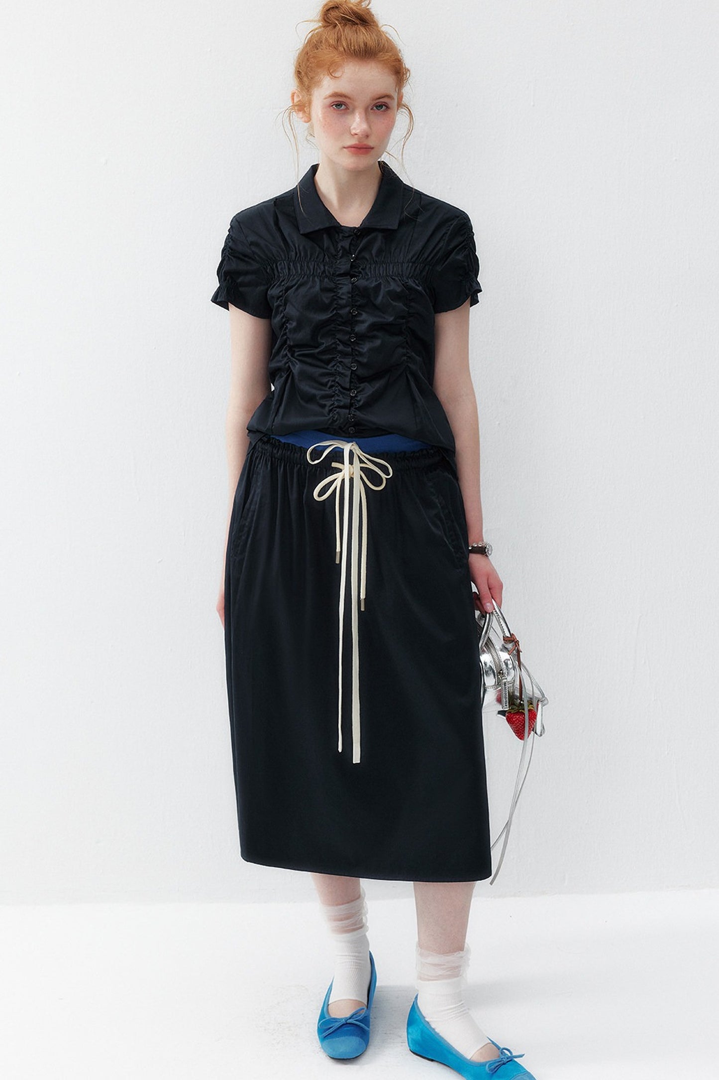 Pleated Shirt and Skirt Set
