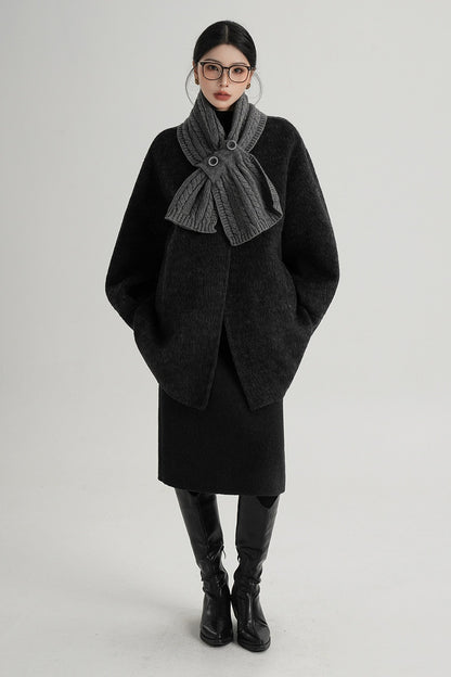 Scarf Collar Double-Sided Wool Coat