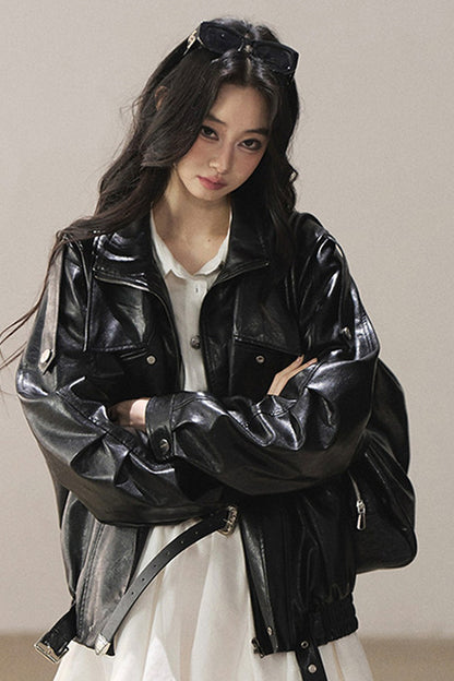 Oil Wax PU Leather Jacket