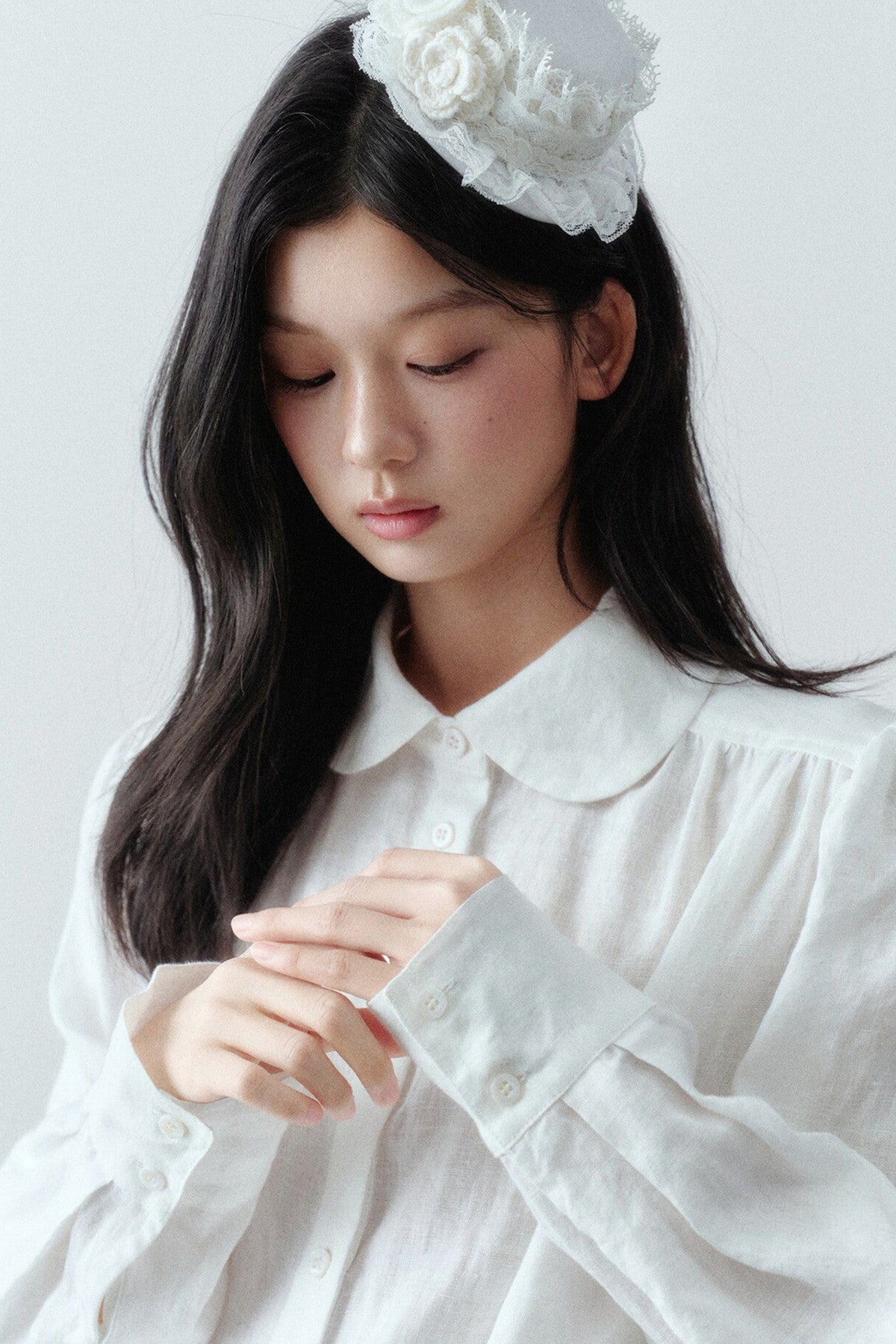 Low-Waist Ruffle Linen Shirt