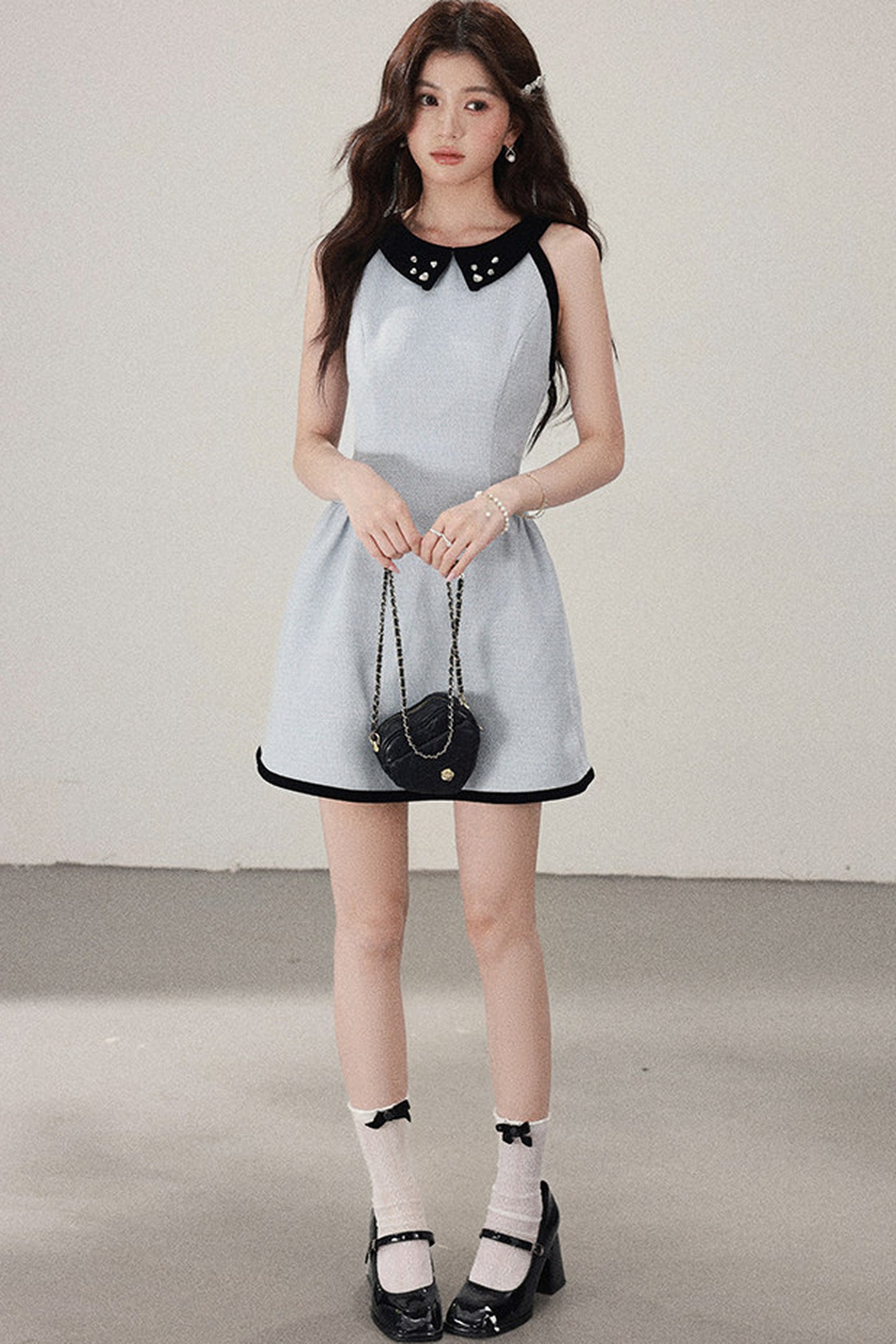 Blue Cinched Waist Halter Dress