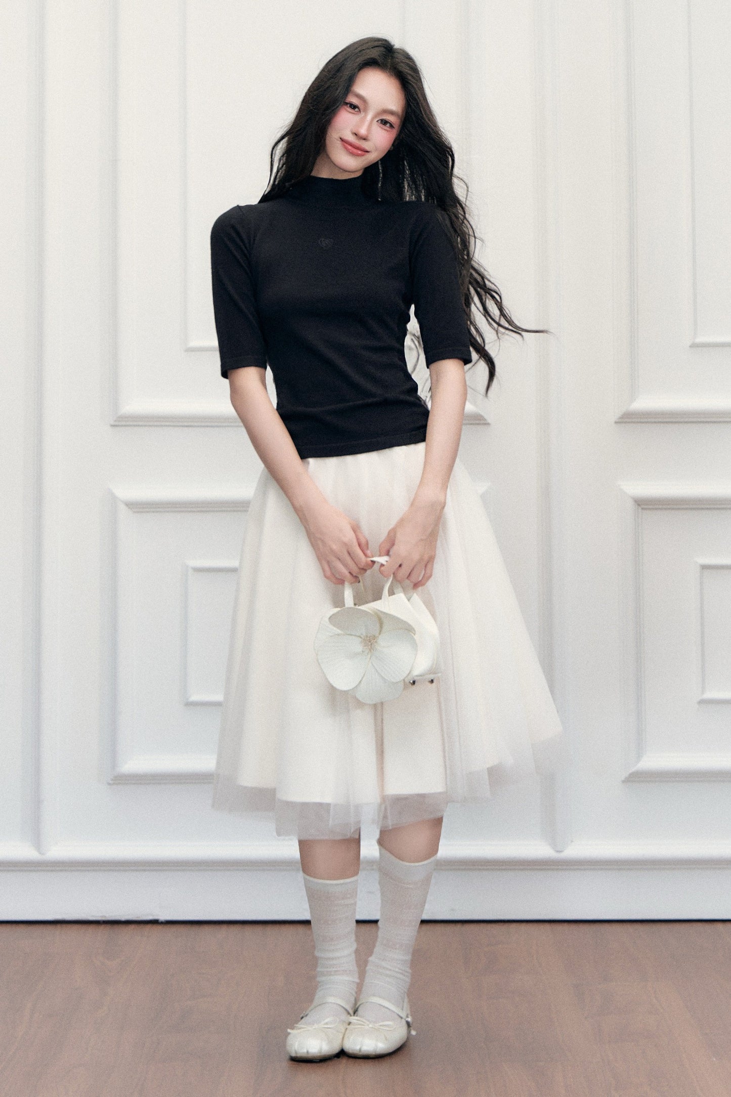 Slim-Fit Half-High Collar Knit Base Top