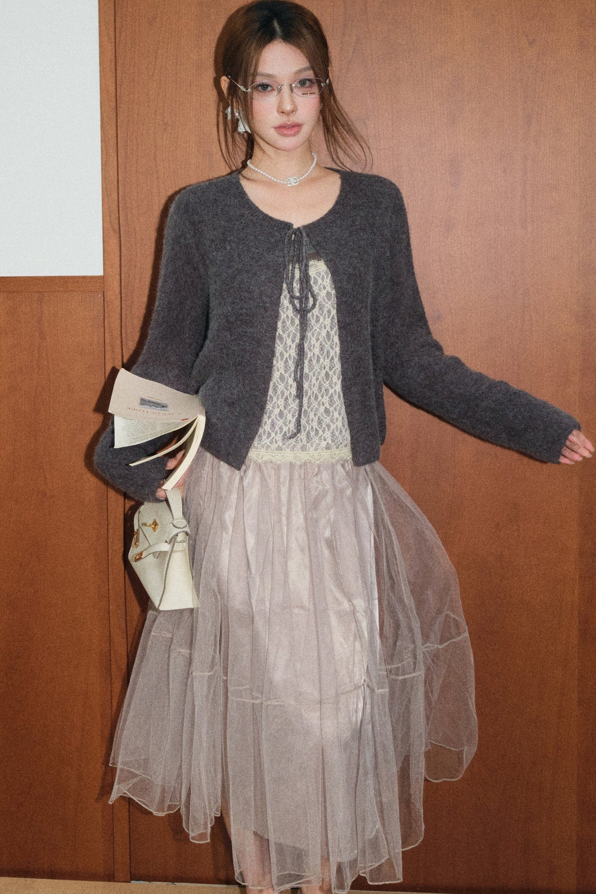 Lace Cardigan and Skirt Set-Up