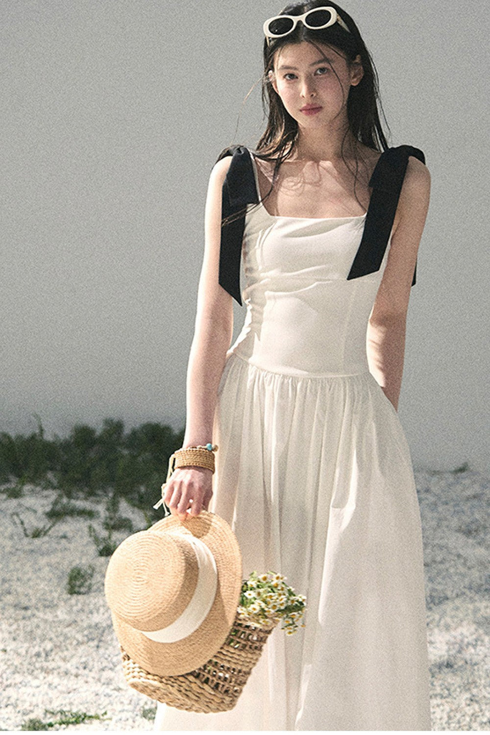 Vestido de tirantes de estilo francés