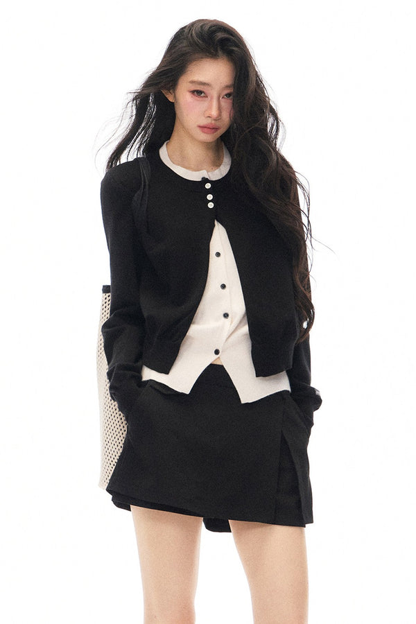 Knit Two-Piece Cardigan Jacket Set-Up