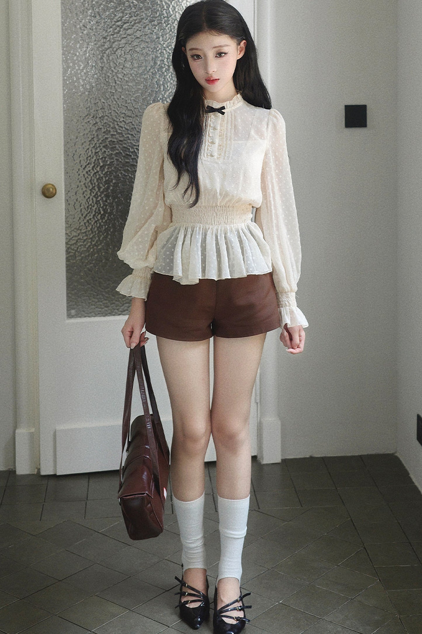 Brown High-Waisted A-Line Wide-Leg Shorts