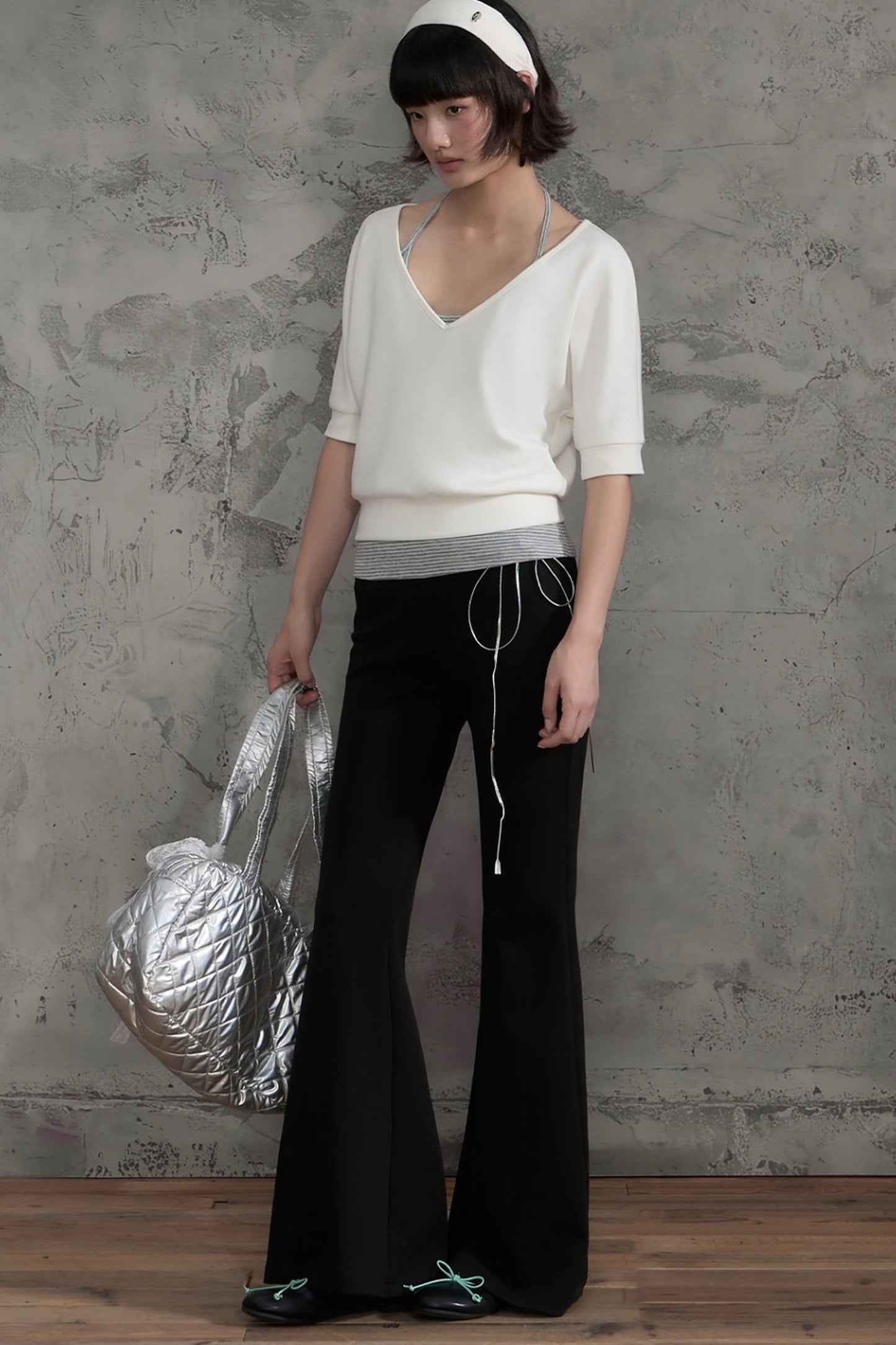 Drawstring Waist Flared Pants