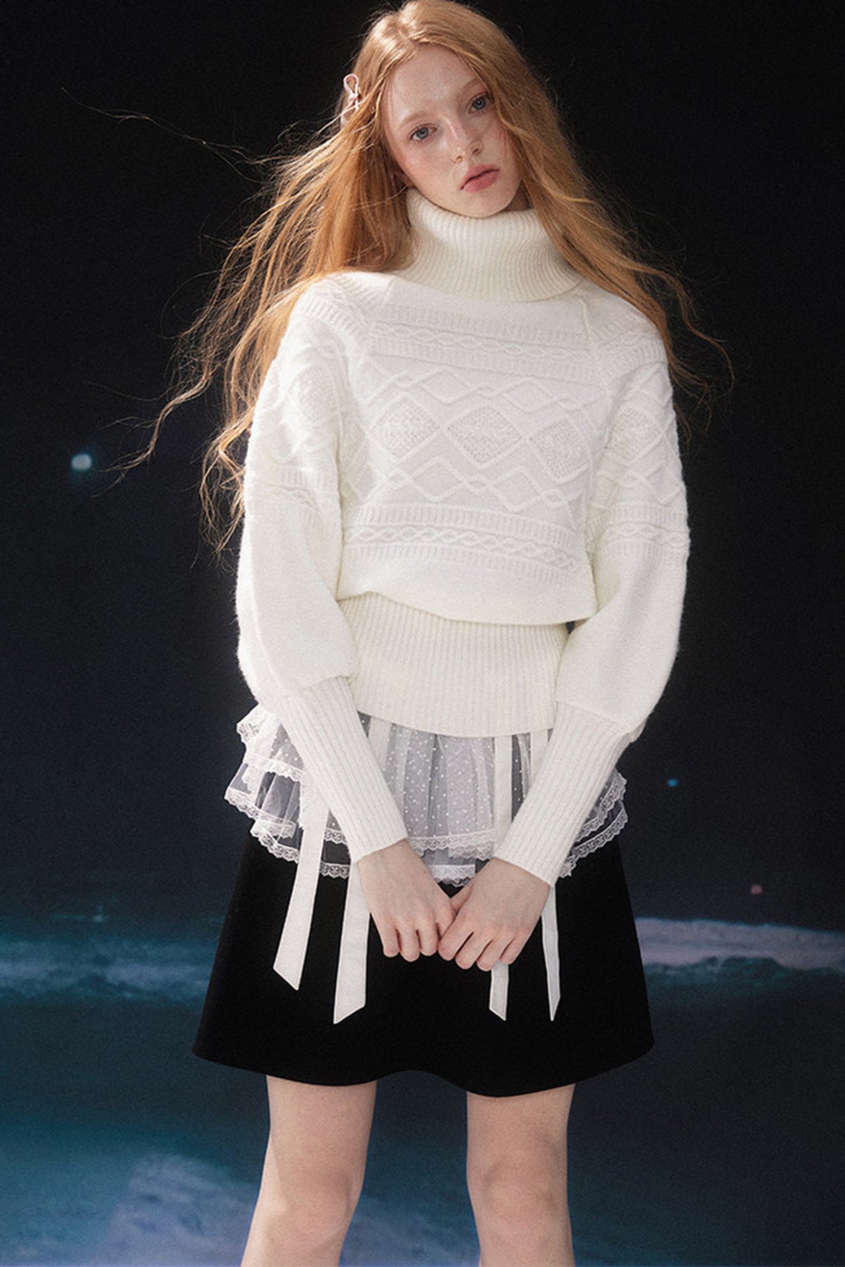 High-Waisted Mesh Tiered Skirt