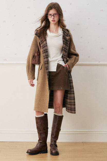 Long Plaid Double-Sided Wool Coat