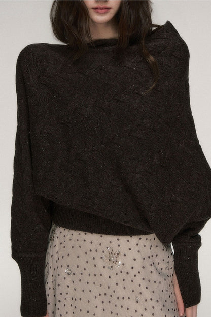 Pullover aus grobem Strick mit schrägem Ausschnitt und freien Schultern