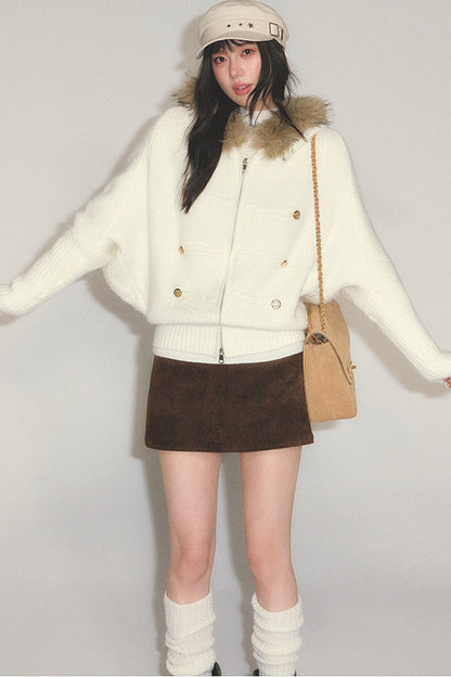 Retro Suede A-Line Skirt