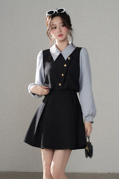 Berkeley Style Contrasting Sleeve Short Dress