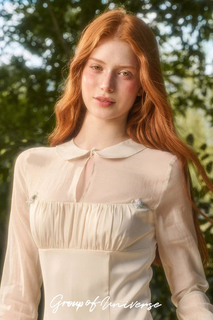 Satin Tencel Lapel Dress