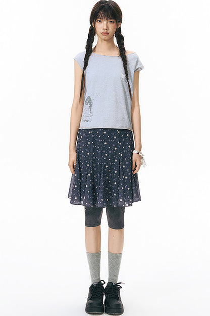 Star Print Fishtail Skirt