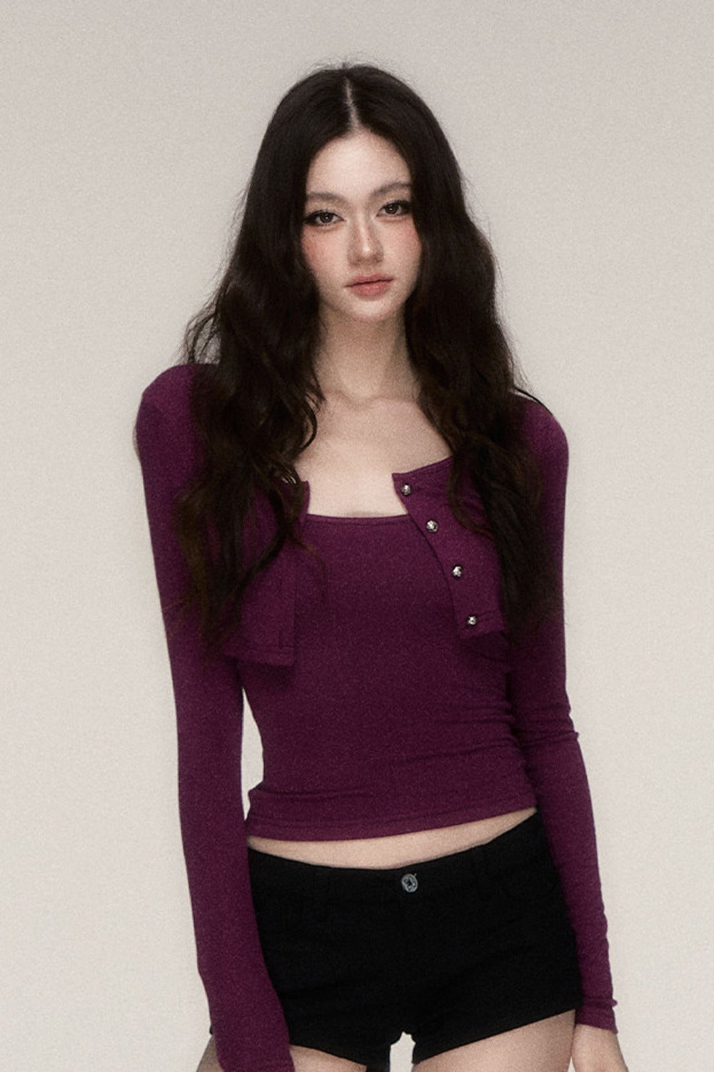 Long-Sleeved Top and Camisole Set