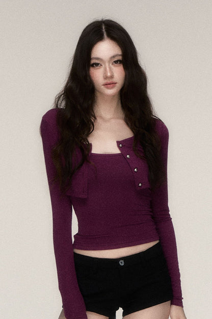 Long-Sleeved Top and Camisole Set