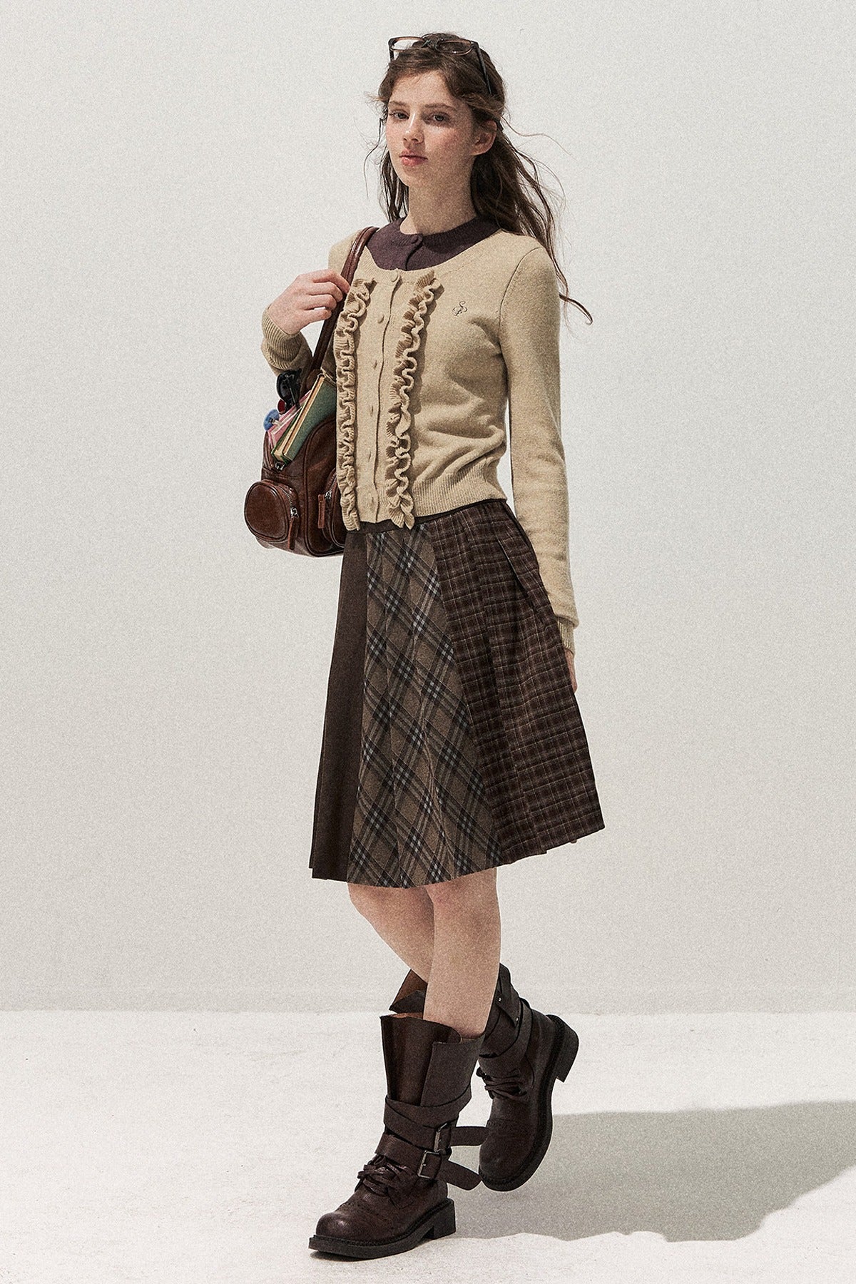 Layered-Look Floral Ruffle Sweater