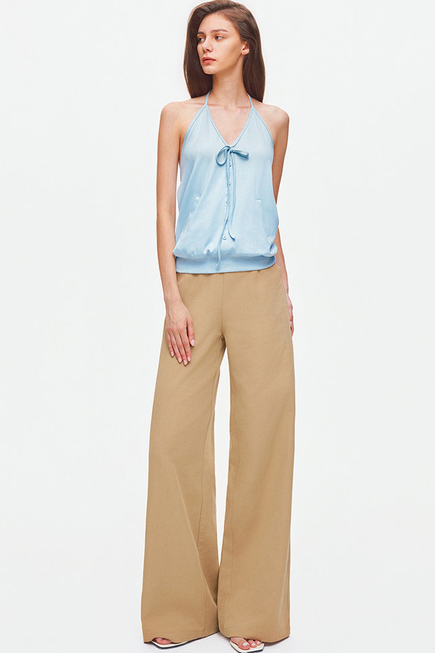 Tencel Linen Cotton Wide-Leg Trousers