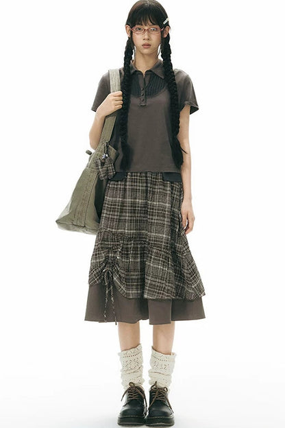 Patchwork Polo Knit Top