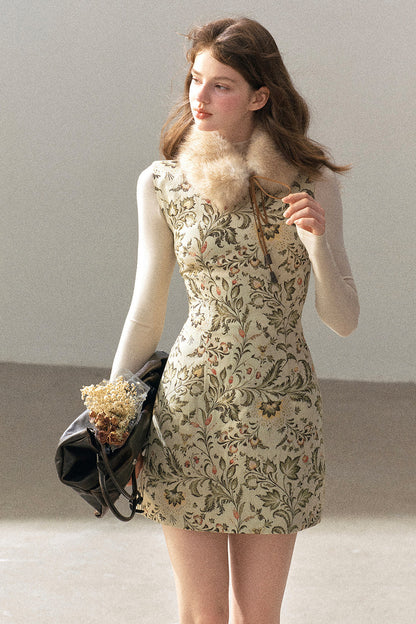 Sleeveless Floral Top and Dress Set
